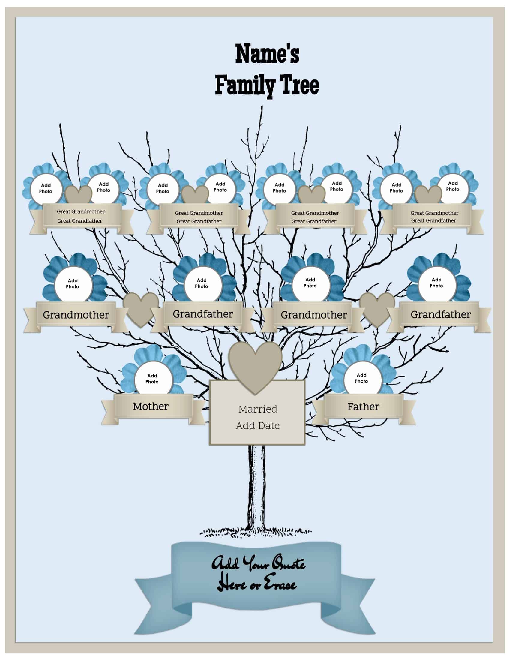 Blank Family Tree Template 3 Generations