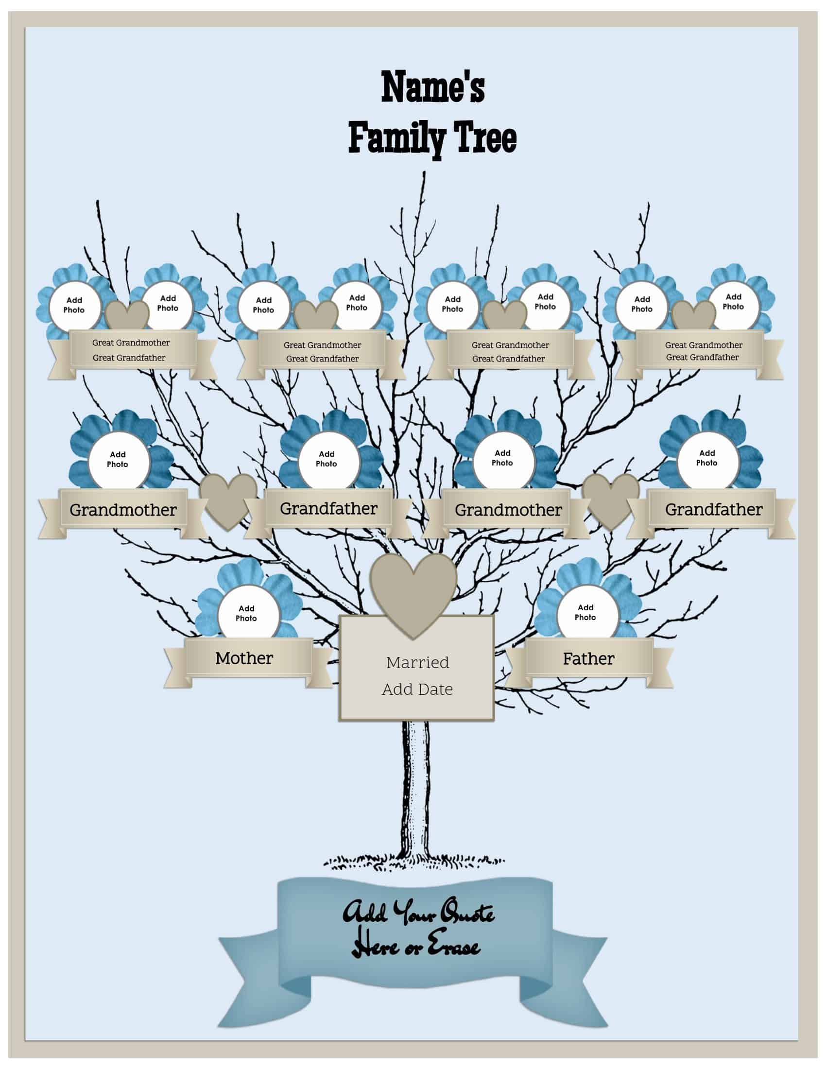 3 Generation Family Tree Generator All Templates Are Free To Customize